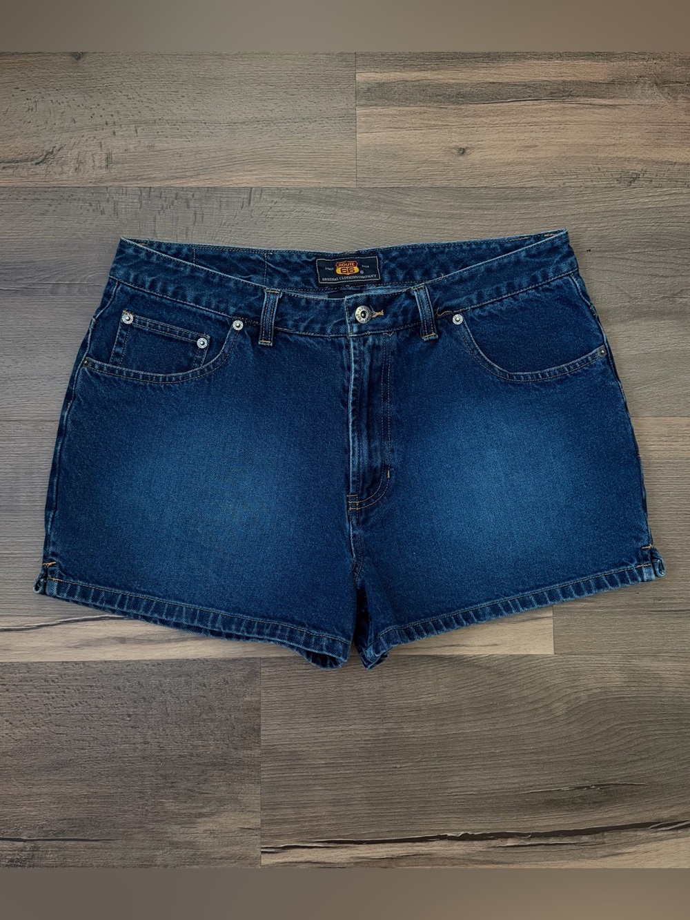Route 66 Medium Dark Wash High Waist 100% Cotton Denim Shorts Size 14